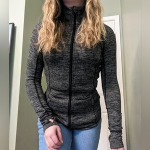 Old Navy GO-DRY Black & Grey Herringbone Active Wear Jacket | Size Small